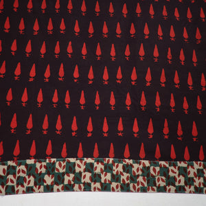 Black - Red - Pipad Block Printed Cotton Blouse Piece 129
