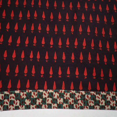 Black - Red - Pipad Block Printed Cotton Blouse Piece 129