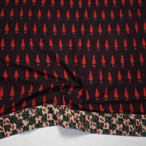 Black - Red - Pipad Block Printed Cotton Blouse Piece 129