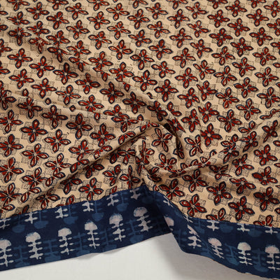 Beige - Block Print Cotton Kalamkari Blouse Piece 50
