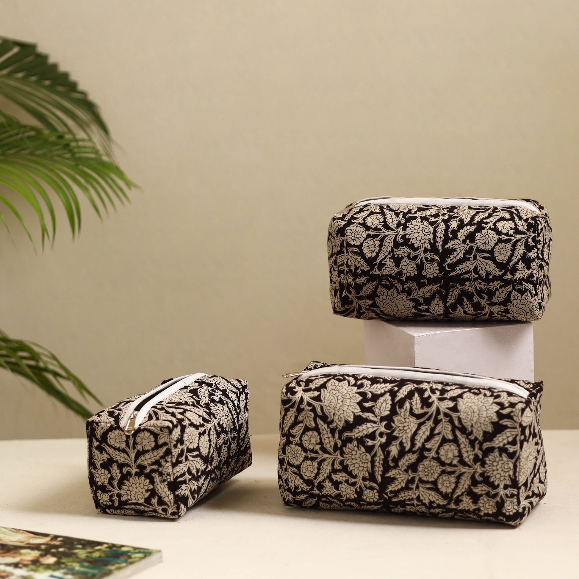 Black - Handmade Cotton Toiletry Bags (Set of 3) 29