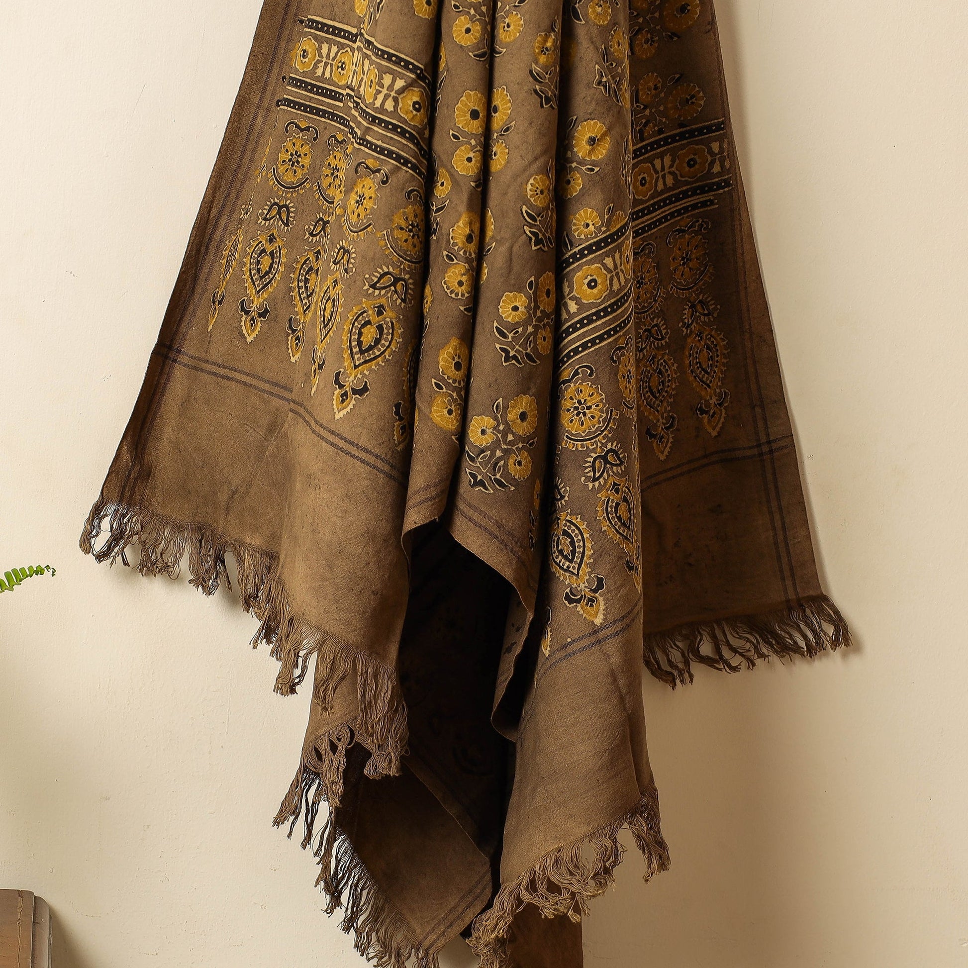 Brown - Block Print Cotton Ajrakh Handloom Towel