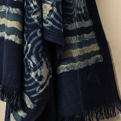 Blue - Bindaas Block Printed Jhiri Handloom Cotton Towel