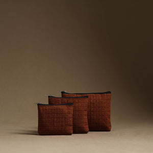 Brown - Handmade Cotton Multipurpose Utility Pouches (set of 3) 31