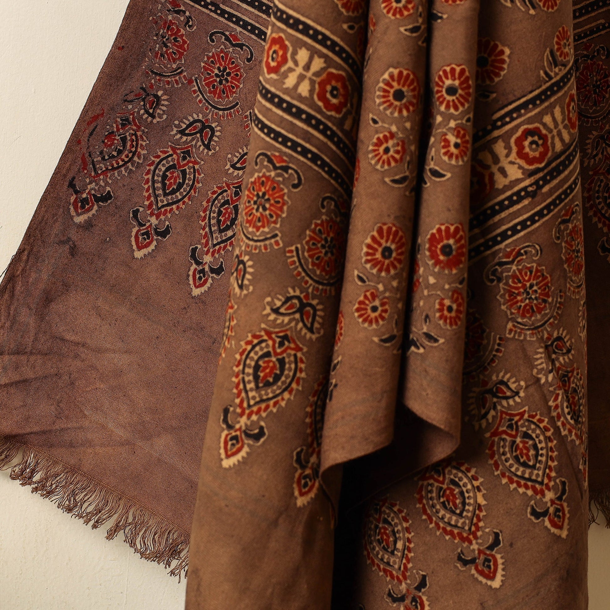 Brown - Block Print Cotton Ajrakh Handloom Towel