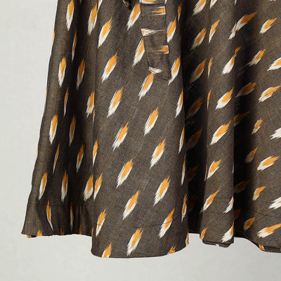 Brown - Handmade Cotton Wrap Around Pochampally Ikat Skirt 15