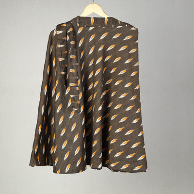 Brown - Handmade Cotton Wrap Around Pochampally Ikat Skirt 15
