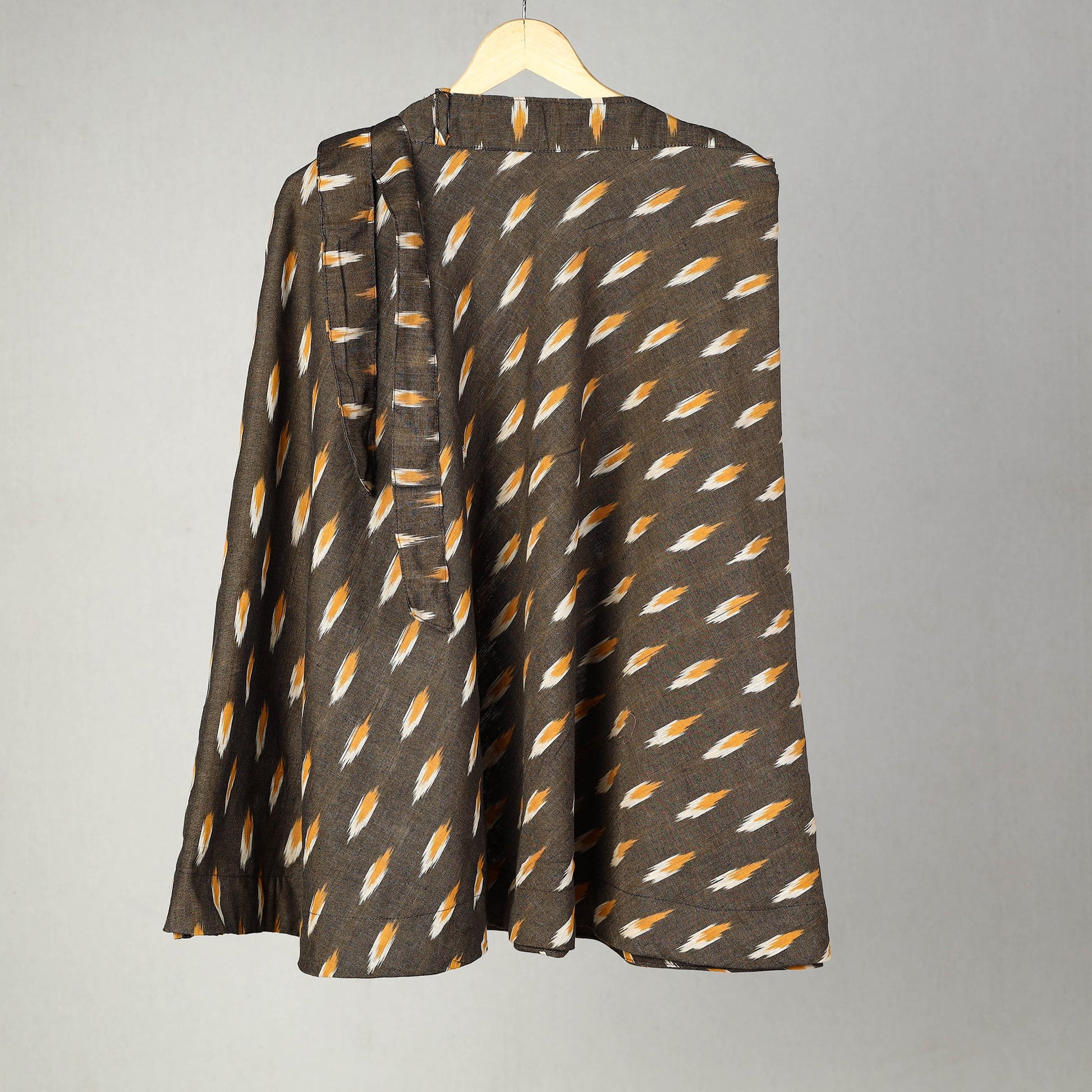 Brown - Handmade Cotton Wrap Around Pochampally Ikat Skirt 15