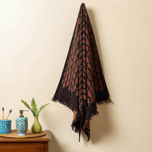 Black - Block Print Cotton Ajrakh Handloom Towel