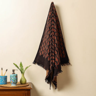 Black - Block Print Cotton Ajrakh Handloom Towel