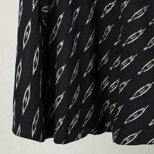 Black - Handmade Cotton Wrap Around Pochampally Ikat Skirt 16