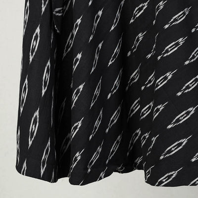 Black - Handmade Cotton Wrap Around Pochampally Ikat Skirt 16