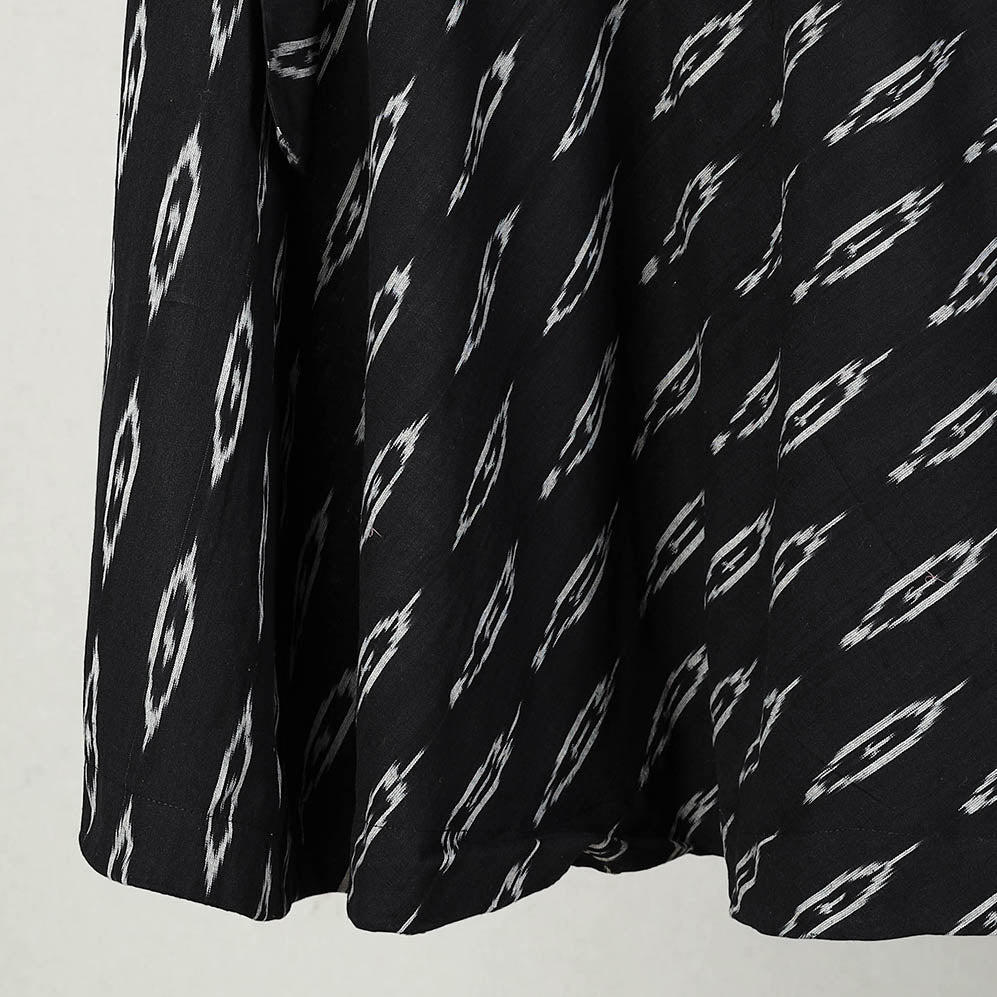 Black - Handmade Cotton Wrap Around Pochampally Ikat Skirt 16
