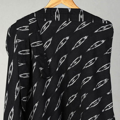 Black - Handmade Cotton Wrap Around Pochampally Ikat Skirt 16