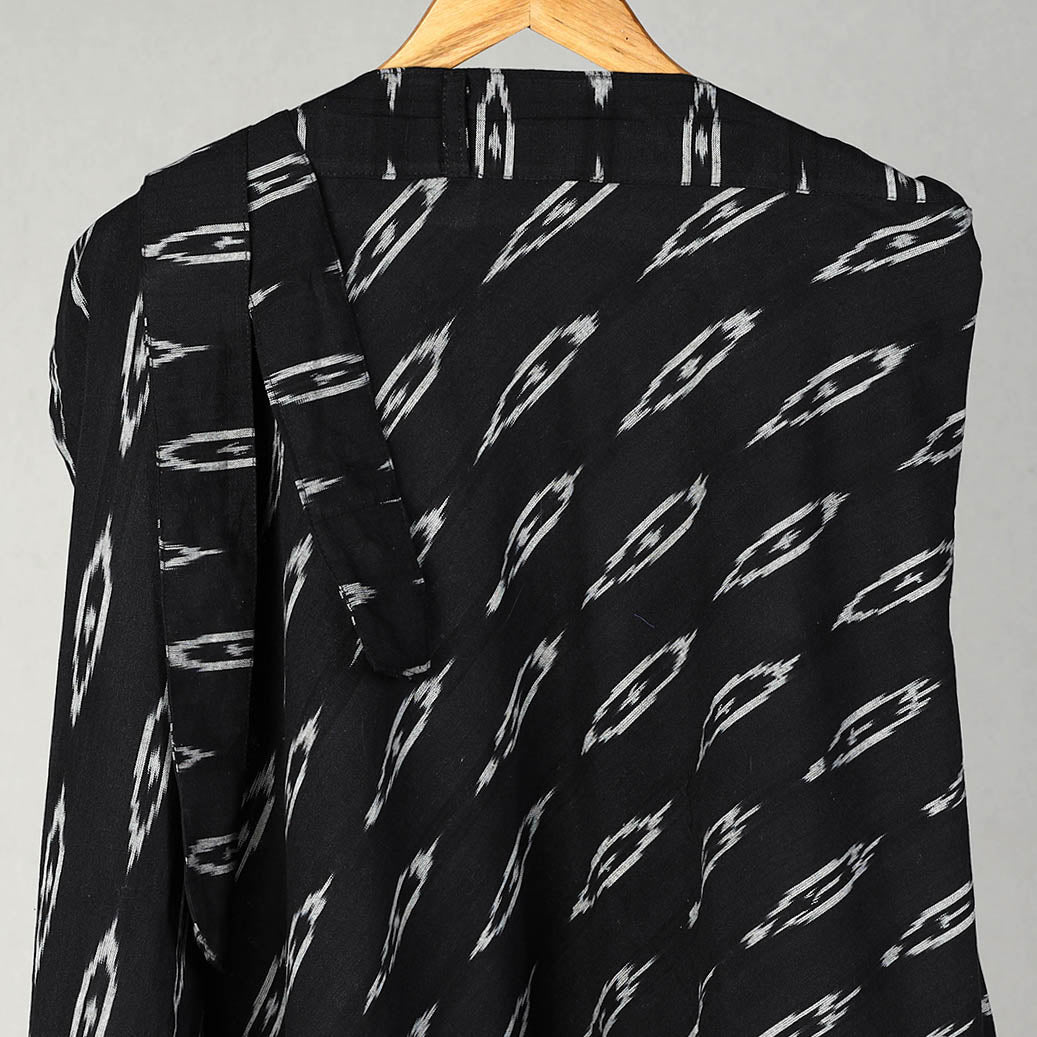 Black - Handmade Cotton Wrap Around Pochampally Ikat Skirt 16