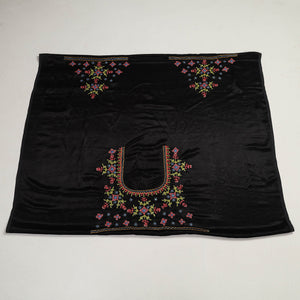 Black - Kutch Hand Embroidery Mashru Silk Blouse Piece 61