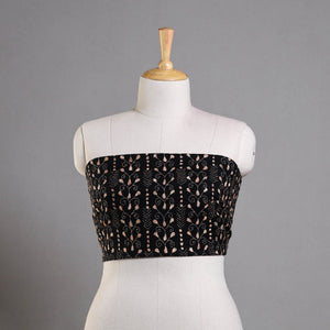 Black - Bengal Kantha Embroidery Cotton Blouse Piece 63