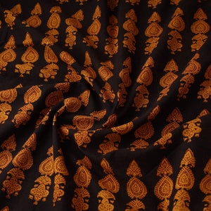 Black - Bagh Block Printed Cotton Fabric 05