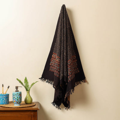 Black - Block Print Cotton Ajrakh Handloom Towel