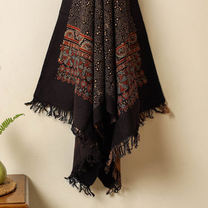 Black - Block Print Cotton Ajrakh Handloom Towel