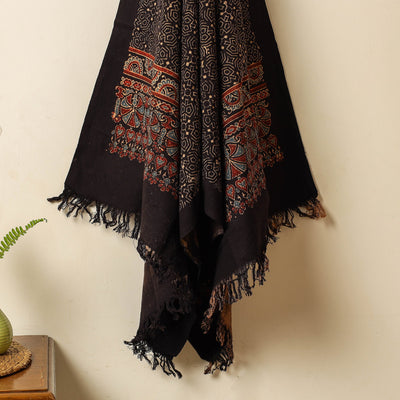 Black - Block Print Cotton Ajrakh Handloom Towel