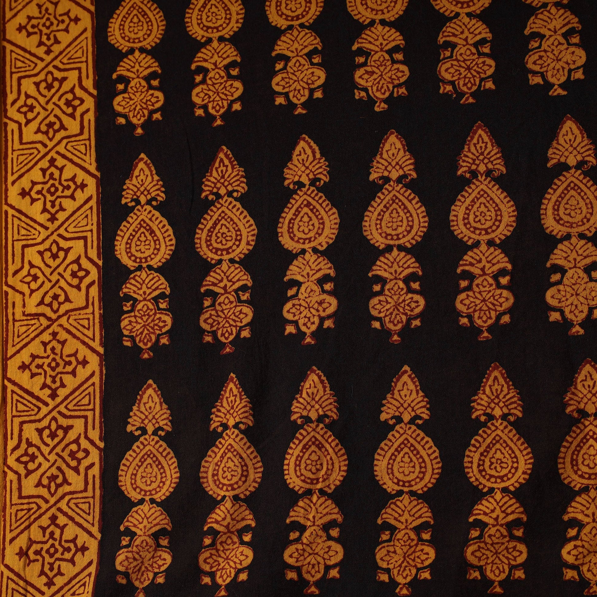 Black - Bagh Block Printed Cotton Fabric 05
