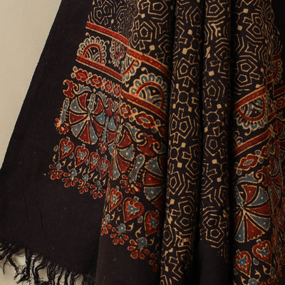 Black - Block Print Cotton Ajrakh Handloom Towel