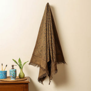 Brown - Block Print Cotton Ajrakh Handloom Towel