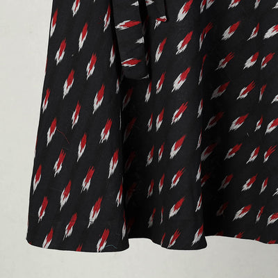 Black - Handmade Cotton Wrap Around Pochampally Ikat Skirt 23