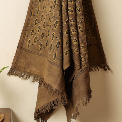 Brown - Block Print Cotton Ajrakh Handloom Towel