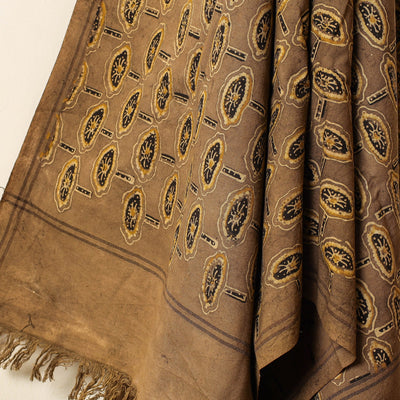 Brown - Block Print Cotton Ajrakh Handloom Towel