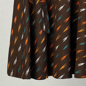 Brown - Handmade Cotton Wrap Around Pochampally Ikat Skirt 29