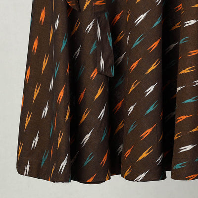 Brown - Handmade Cotton Wrap Around Pochampally Ikat Skirt 29