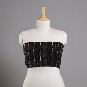 Black - Bengal Kantha Embroidery Cotton Blouse Piece 75