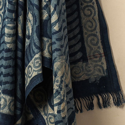 Blue - Bindaas Block Printed Jhiri Handloom Cotton Towel