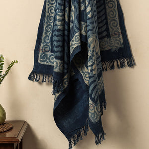 Blue - Bindaas Block Printed Jhiri Handloom Cotton Towel
