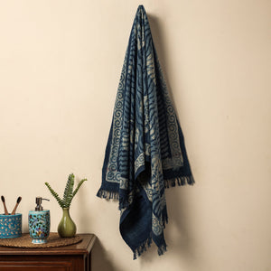 Blue - Bindaas Block Printed Jhiri Handloom Cotton Towel