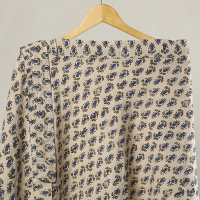 Beige - Ajrakh Block Printed Cotton Wrap Around Skirt 07