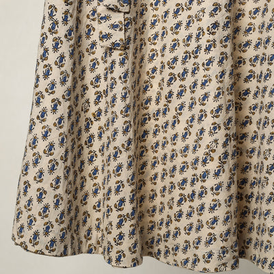 Beige - Ajrakh Block Printed Cotton Wrap Around Skirt 07