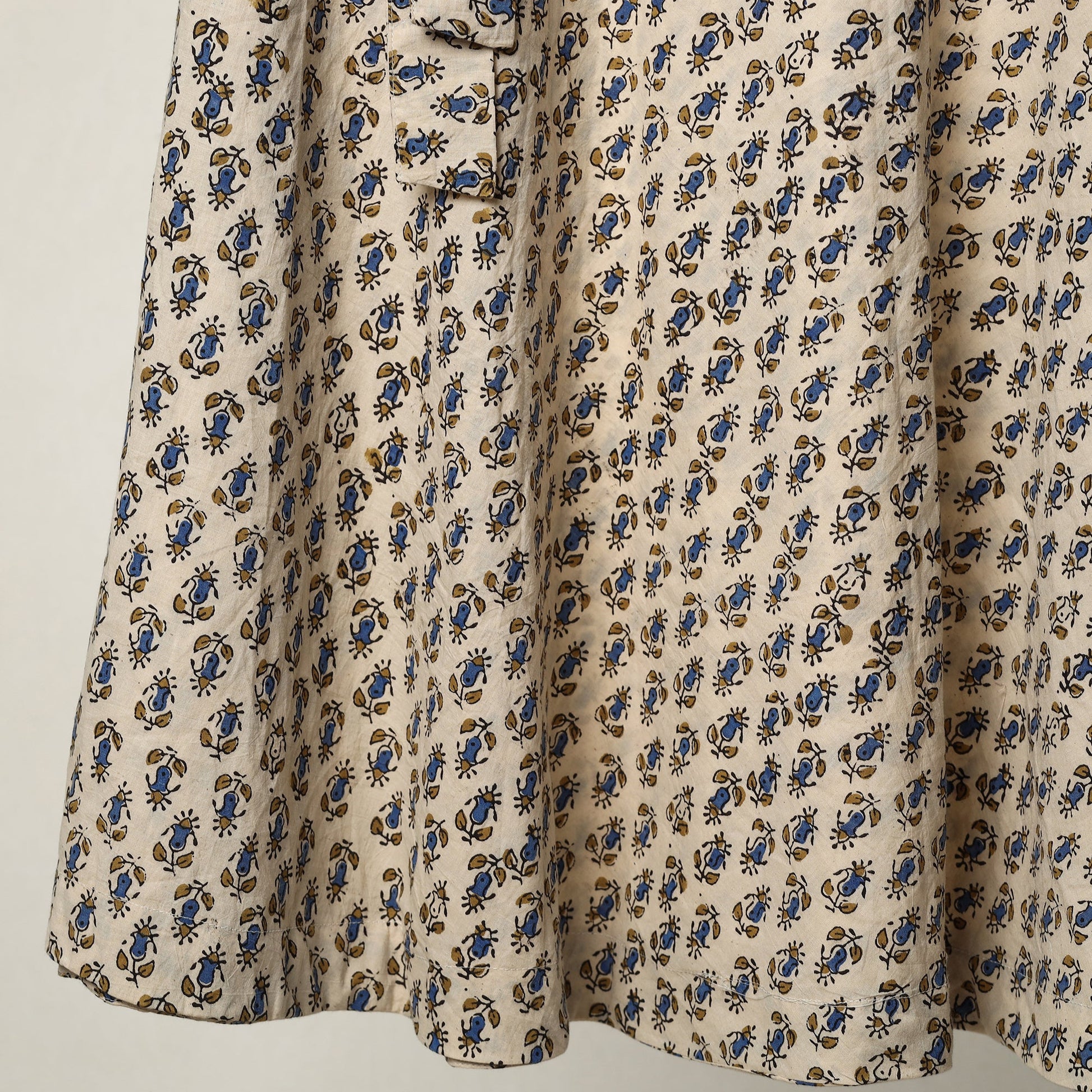 Beige - Ajrakh Block Printed Cotton Wrap Around Skirt 07