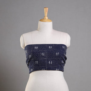 Blue - Bengal Kantha Embroidery Cotton Blouse Piece 82
