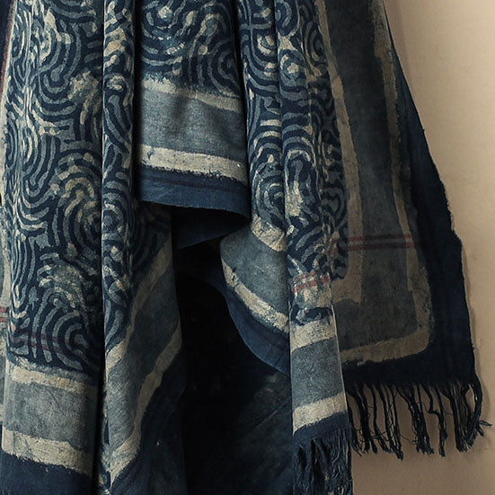 Blue - Bindaas Block Printed Jhiri Handloom Cotton Towel