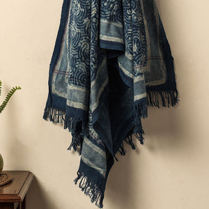 Blue - Bindaas Block Printed Jhiri Handloom Cotton Towel