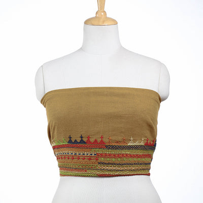 Brown - Lambani Embroidery Handspun Cotton Blouse Piece