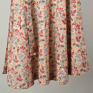 Beige - Sanganeri Block Printed Cotton Wrap Around Skirt 03