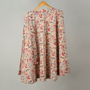 Beige - Sanganeri Block Printed Cotton Wrap Around Skirt 03