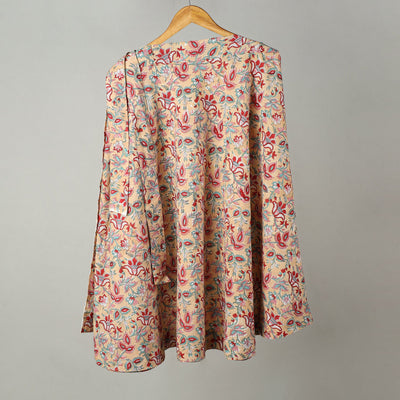 Beige - Sanganeri Block Printed Cotton Wrap Around Skirt 03
