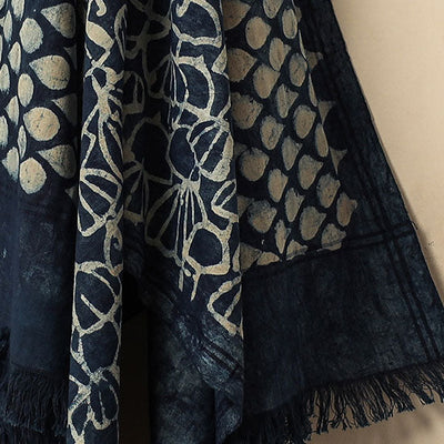 Blue - Bindaas Block Printed Jhiri Handloom Cotton Towel