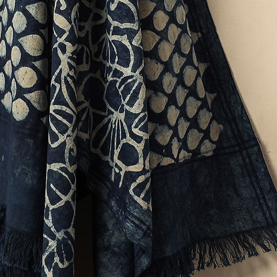 Blue - Bindaas Block Printed Jhiri Handloom Cotton Towel