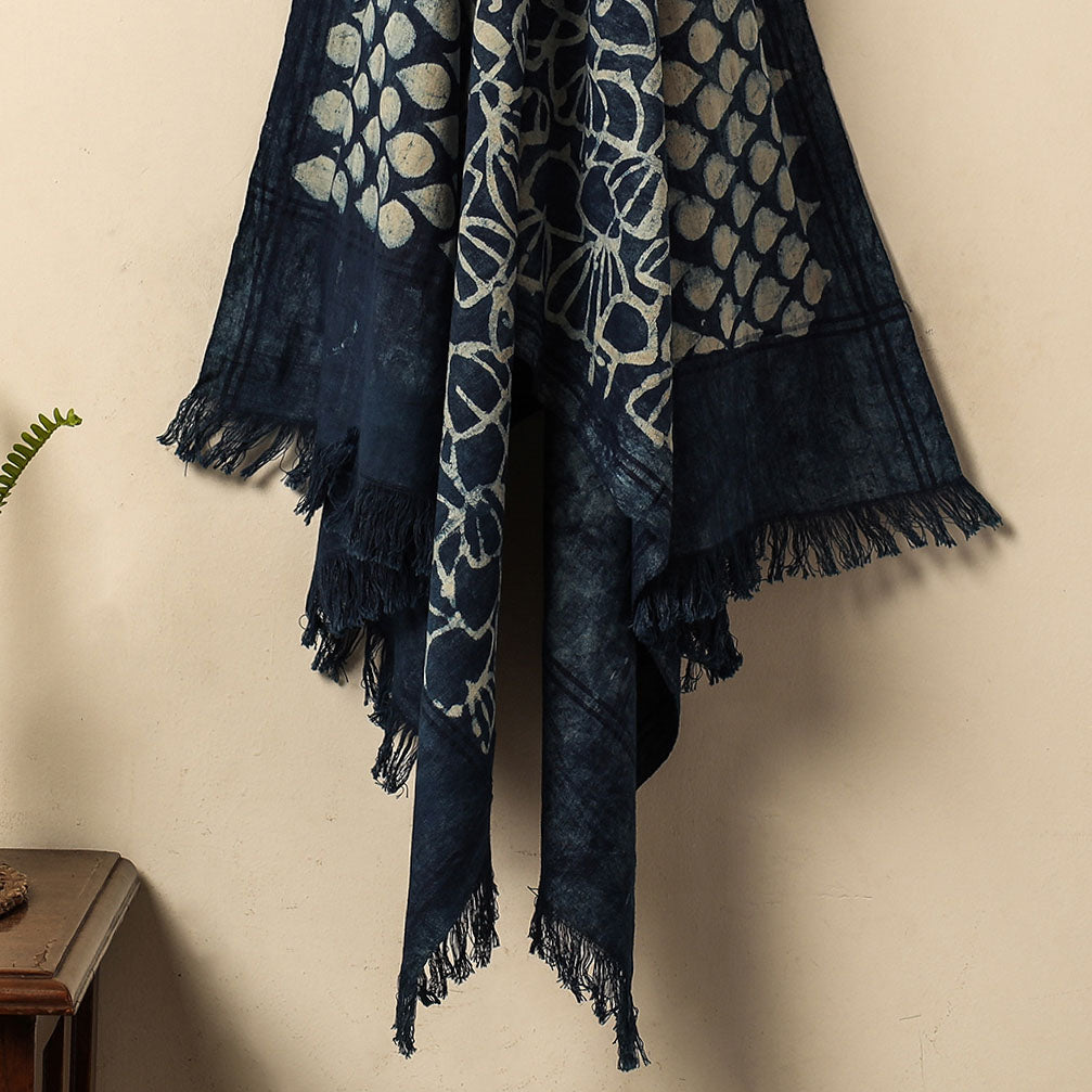Blue - Bindaas Block Printed Jhiri Handloom Cotton Towel